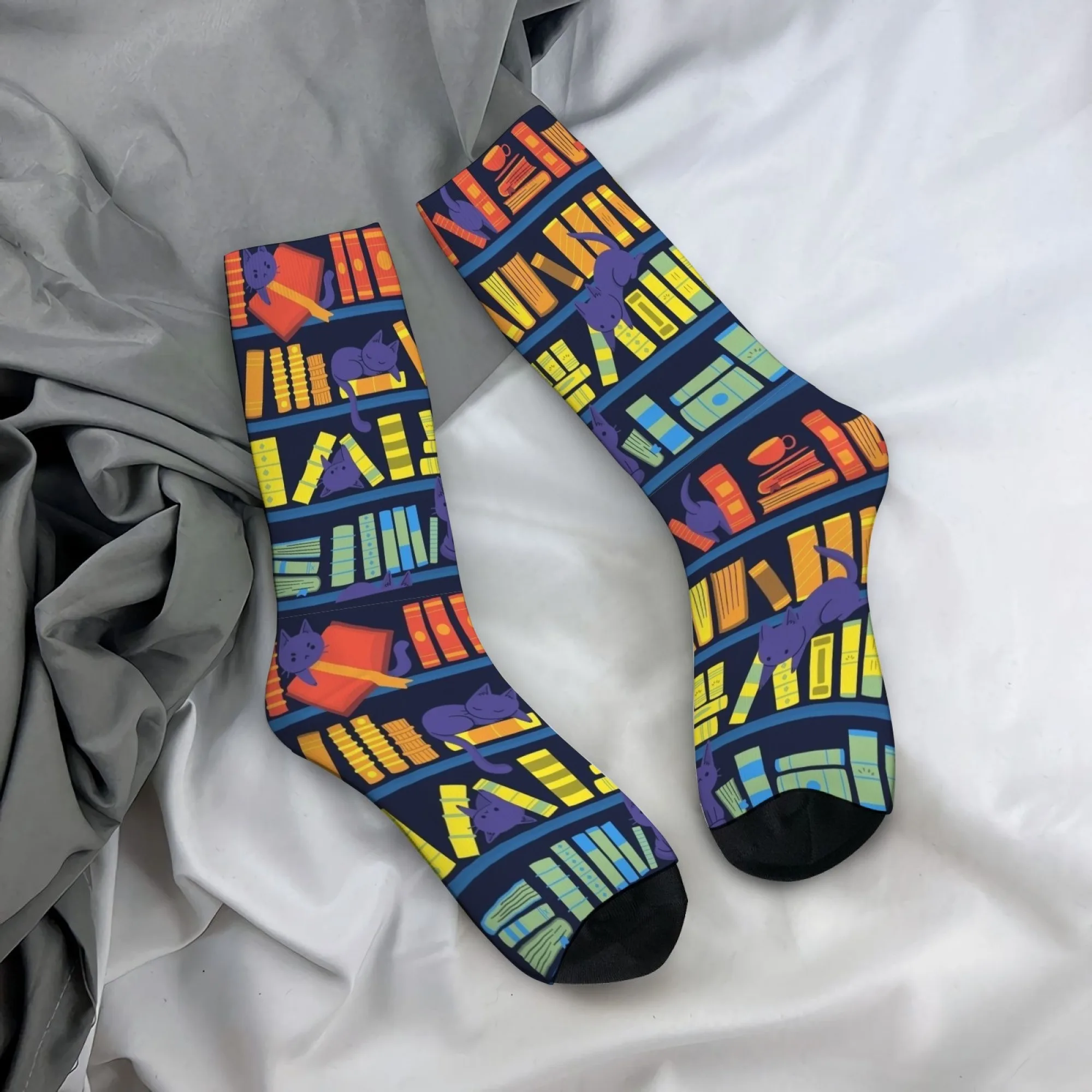 Unisex Outdoor Socks with Book Print Mid-Calf Length Machine Washable & Breathably Comfort Fit Perfectly Stylish Daily Casual