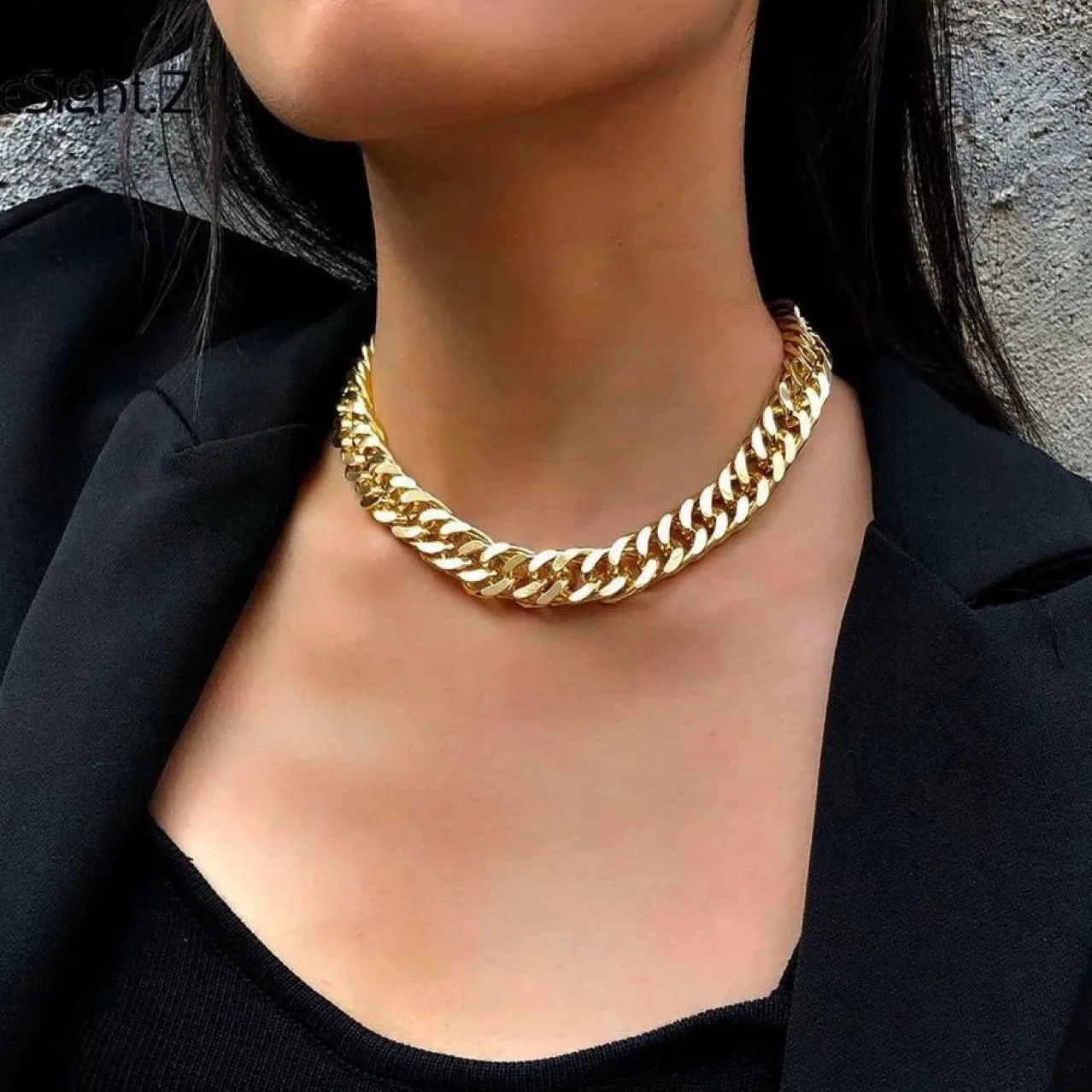 Collier ras du cou court et épais pour femmes, Punk Hip Hop, bordure cubaine, Simple, minimaliste, chaîne, bijoux de fête, Steampunk