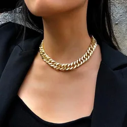 Punk Hip Hop Curb Cuban Thick Short Choker Necklace Simple Minimalist Chunky Collar Chain Women Jewelry Party Steampunk