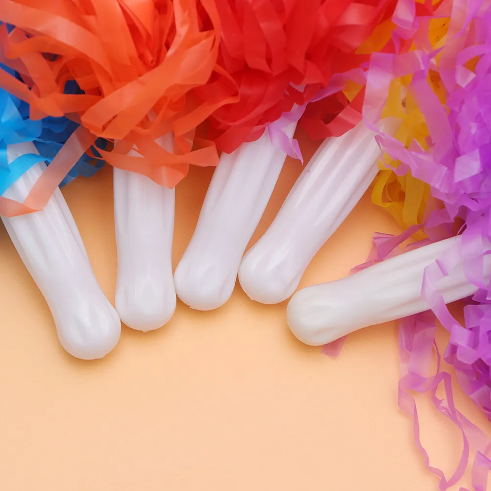

12Pcs Cheerleader Pom Poms Plastic Shiny Durable Colorful Ring Handle for Sports Game Cheering Squad Supplies Football