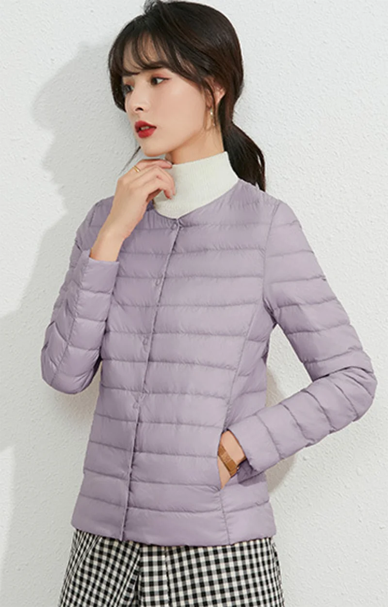 Jaket Puffer pendek Ultra ringan, jaket Wanita Korea Slim Fit, jaket musim gugur, mantel Puffer, Ultra ringan, mode, jaket musim dingin dan musim gugur, 2024