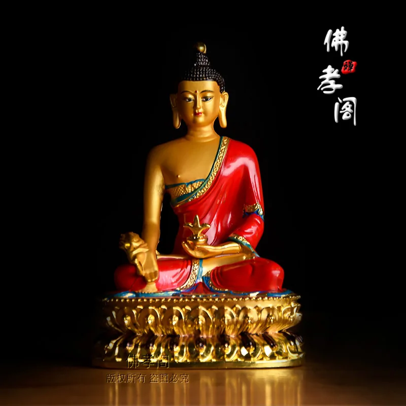 

Special offer # Wholesale Buddhism art # HOME office efficacious safe Protection Buddhism gilding brass COLOR Buddha statue
