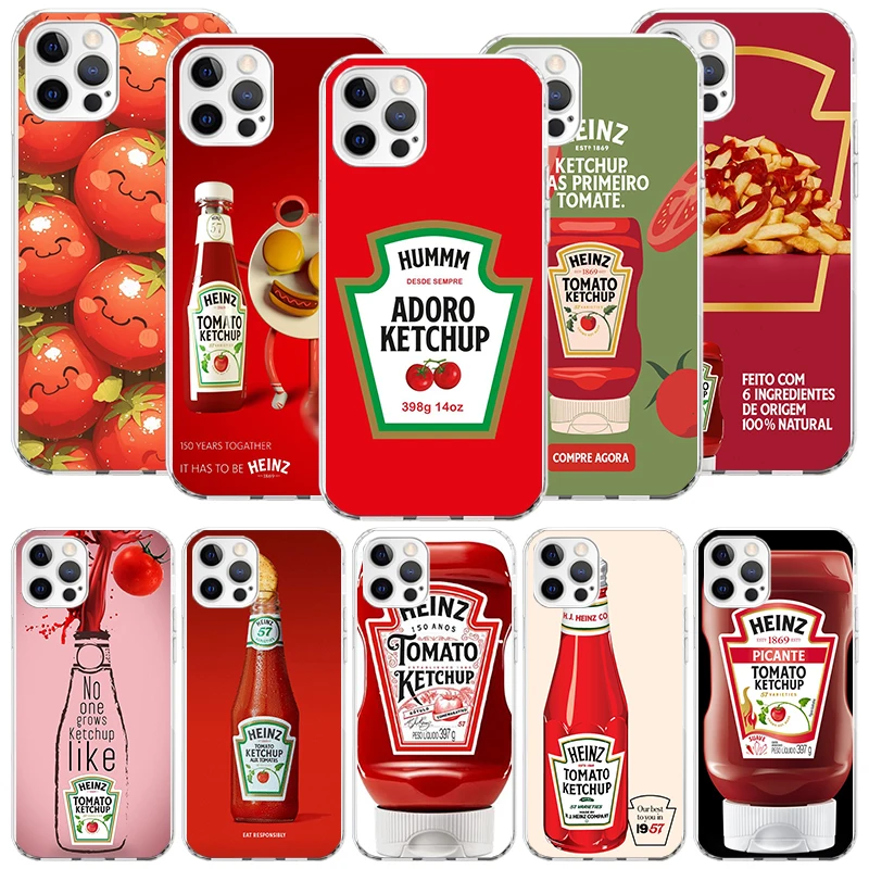 Funda para Teléfono con Diseño de Salsa de Tomate Lamb Heinz para iPhone 17 Air 16 15 Plus 11 14 Pro Max 13 Mini 12 7 8 + SE, Patrón Artístico Personalizado