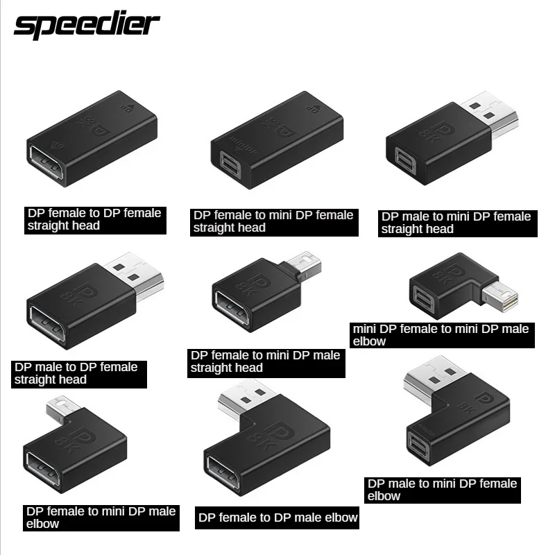 

Displayport 1.4V To Mini DP Adapter Right Angled DP 8k/60Hz 4k 2K/165Hz Pass Through 90 Degree Angle Displayport 1.4 Converter