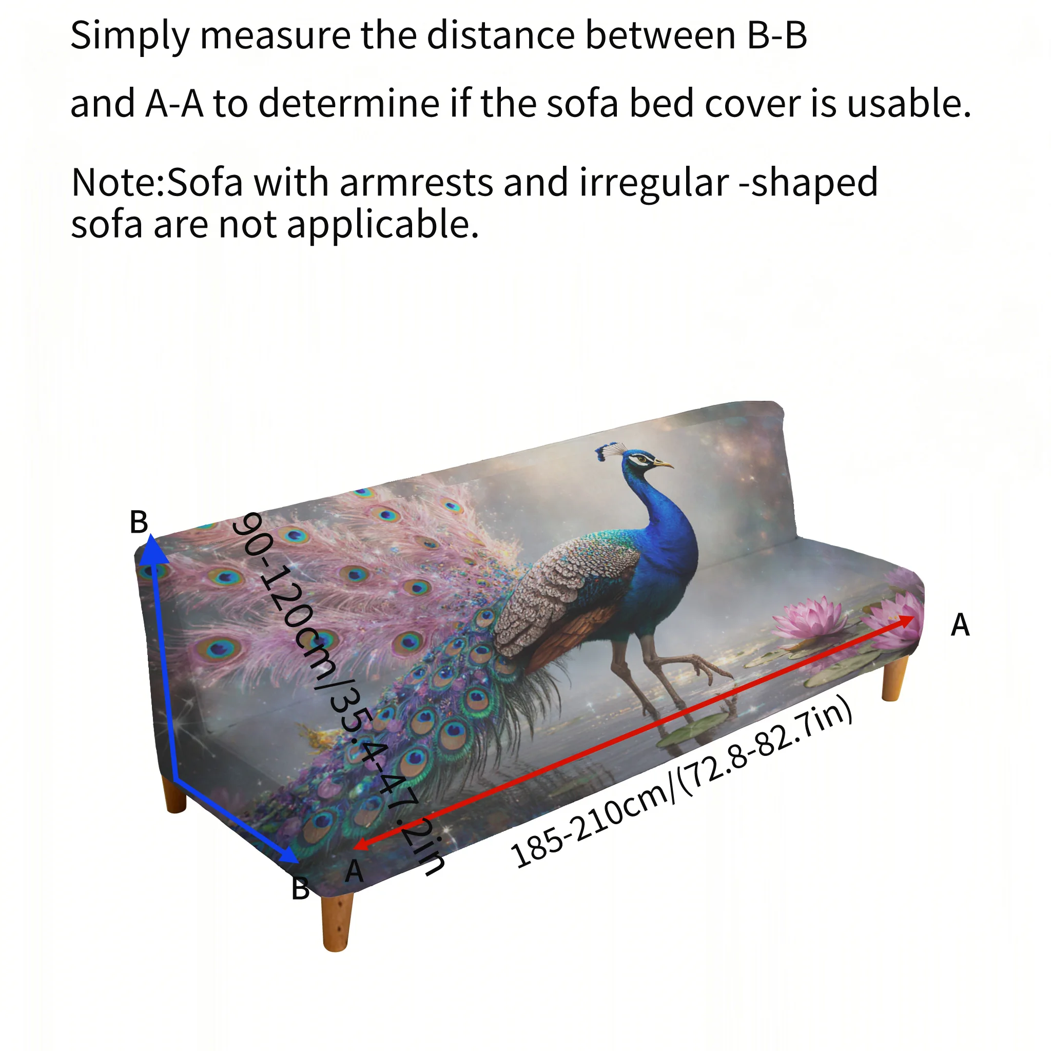 All-inclusive elastic scratch-proof sofa bed cover, pink-tailed peacock sofa cover, easy installation, machine washable