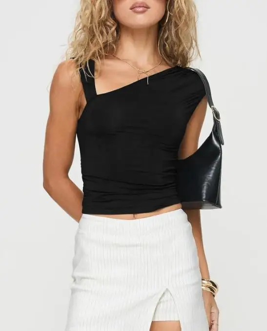 

Women's Clothing 2025 Spring/summer Hot Selling Slim Fit Sleeveless Sloping Shoulder Vest Fashionable Interior Design Top