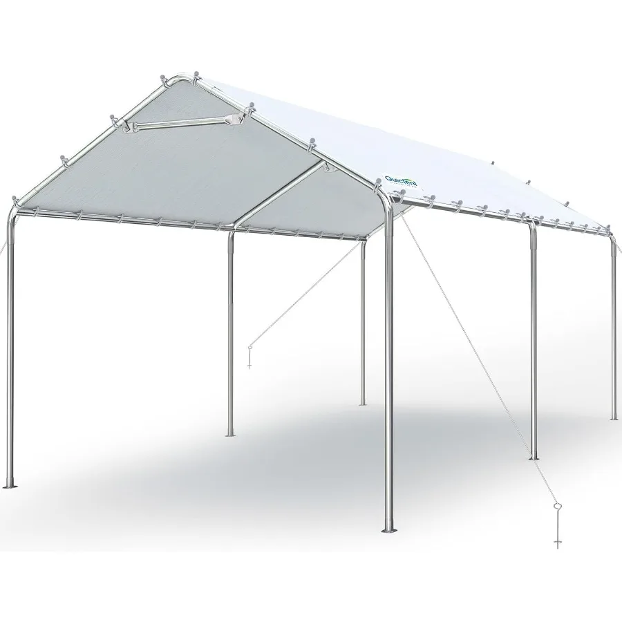 10x20 Feet Heavy Duty Carport Canopy Galvanized Car Tent Outdoor Garage Boat Shelter with Reinforced Structure, No Sidewall