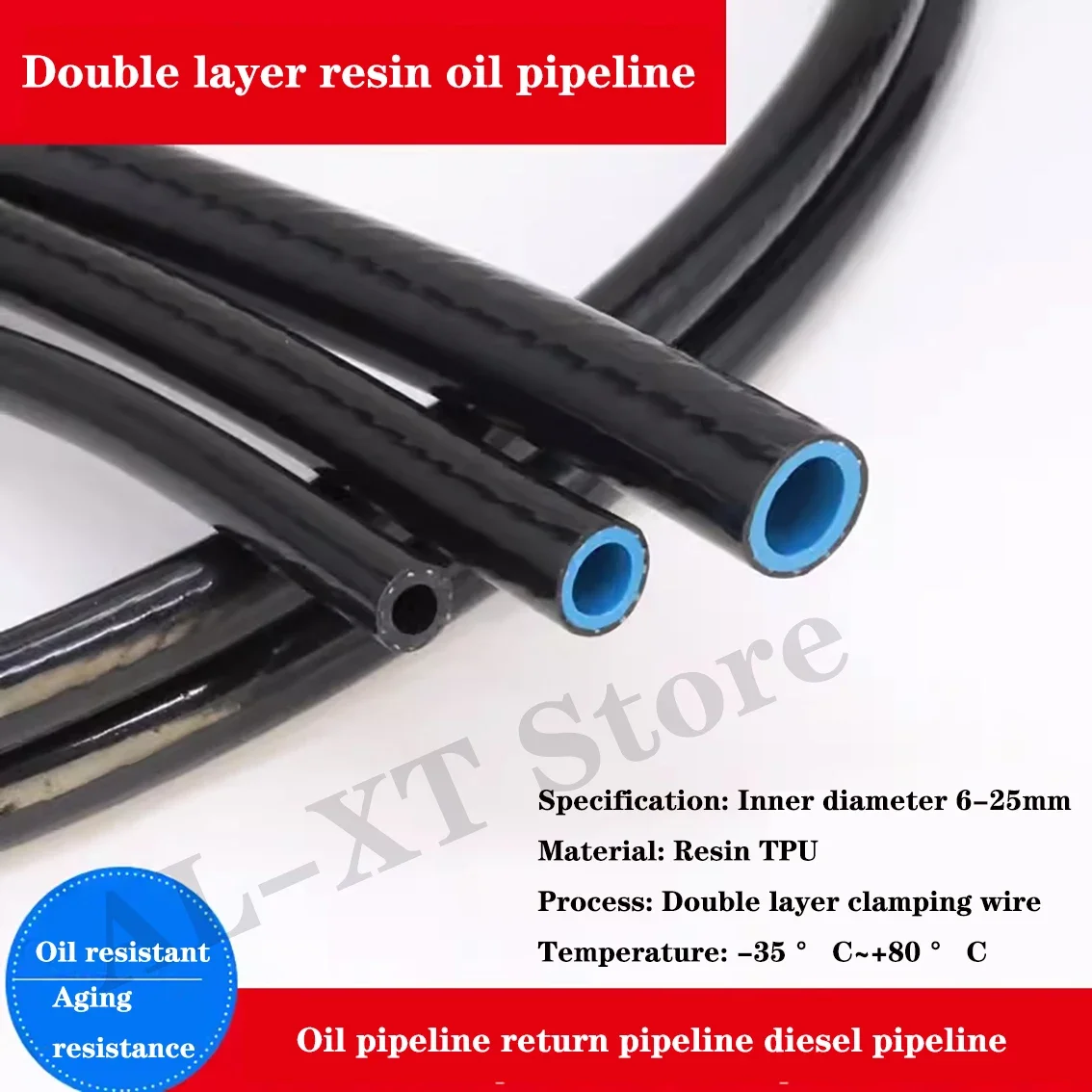 

ID 6-25mm Double Layer Resin Oil Pipe Cold Resistant Corrosion Proof Automotive Fuel Hose Diesel Return Line Wear Resistant