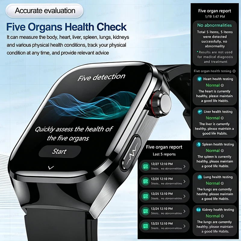 Reloj Inteligente de Examen Físico con IA de Grado Médico 2026, ECG+PPG, Ácido Úrico, Grasa en la Sangre, Frecuencia Cardíaca, Presión Arterial, Monitoreo de Salud, Llamadas SOS, Bluetooth