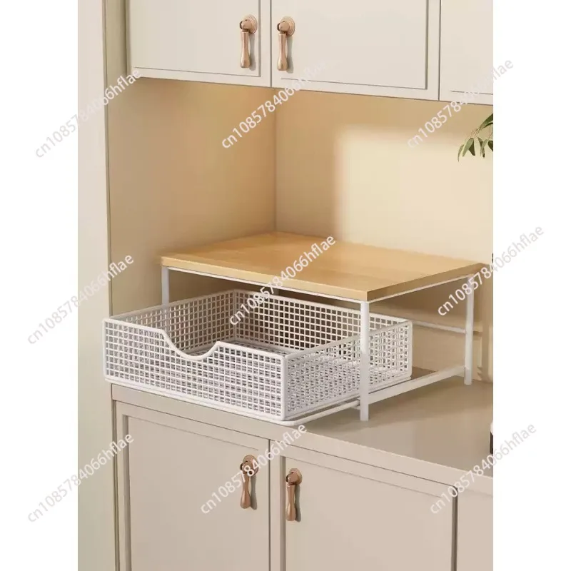 Desktop Coffee Station Storage Rack with Drawer, Bar Side Cabinet, Organizer for Coffee Capsules & Tea Bags