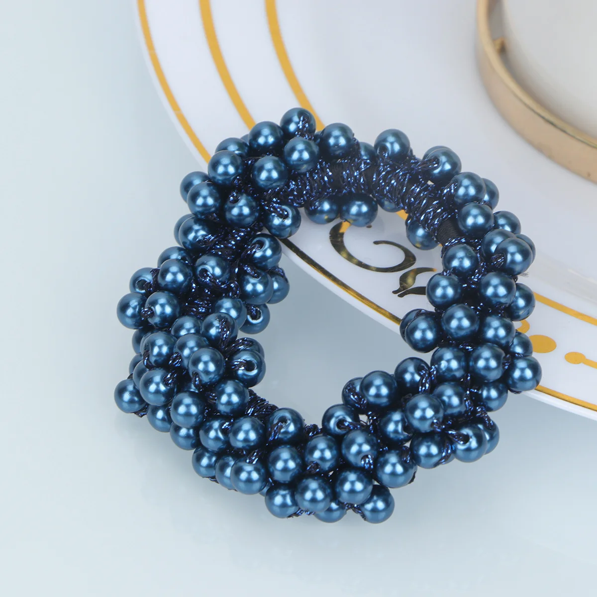 

5 pcs Pearl Bands Stretch Crystal Ball Hair Ties For Women Girls Handmade Beaded Hair Rings Mixed Colors Elastic Ponytail