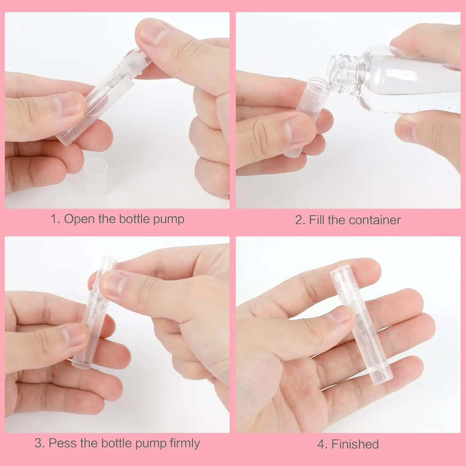 150 Stück 2ml Mini-Sprühflaschen, Leere Parfüm-Zerstäuber, Nachfüllbare Tragbare Probenfläschchen für Flüssig-Make-up, Reisezubehör – Detail 5