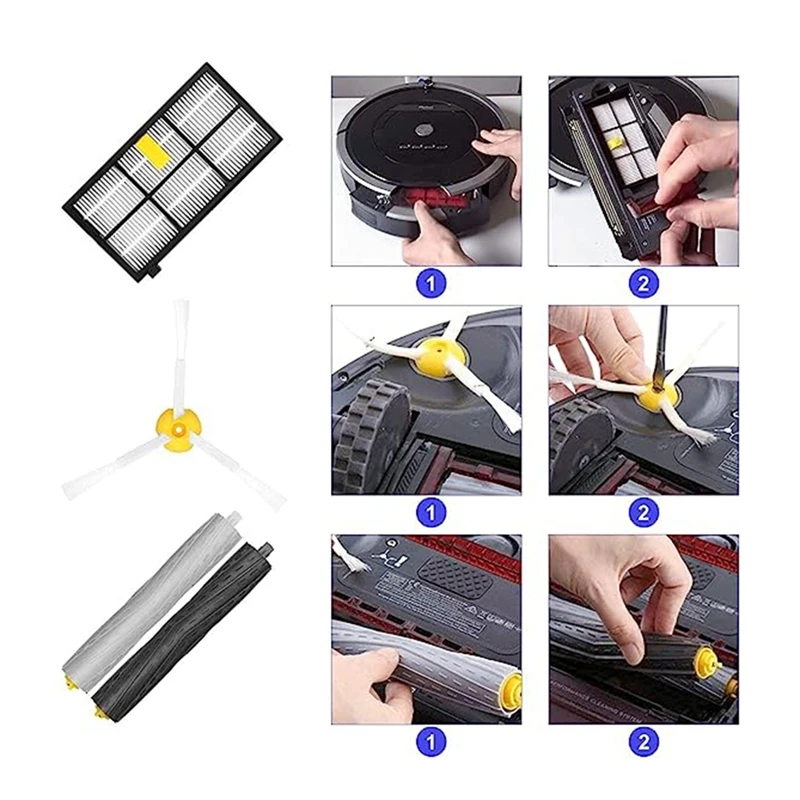 Geeignet für Irobot Kehrroboter 800 900 Serie Ersatzteile 870/871/880/980/990 Seitenbürste Rollenbürstenfilter