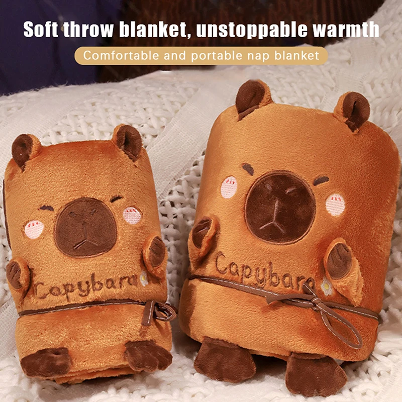 Capybara Flannel Blanket Capybara Plush Casual Warm Roll Blanket Throw Blanket Bedroom Office Bedding Supplies Gift