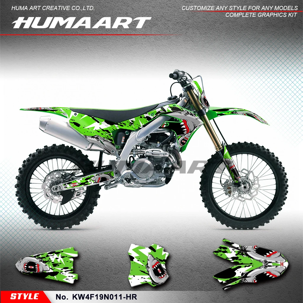 HUMAART Vinyl Sticker Glossy Laminate for KX450F KX450X KX250F KX250X 2019 2020 2021 2022 2023 2024, KW4F19N011-HR