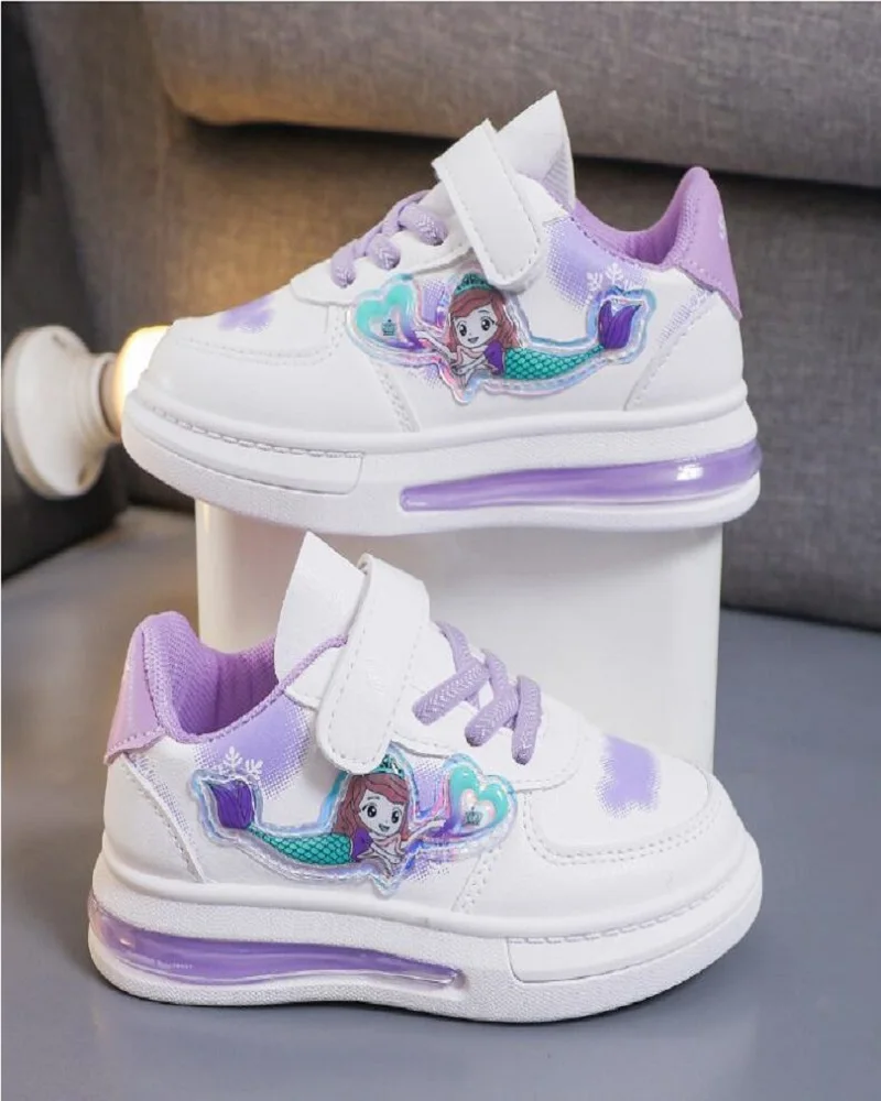 Girls' Casual Small White Shoes 2024 Autumn New Soft Soled Children's  Sports Shoes Pink Purple Blue Size 26-37