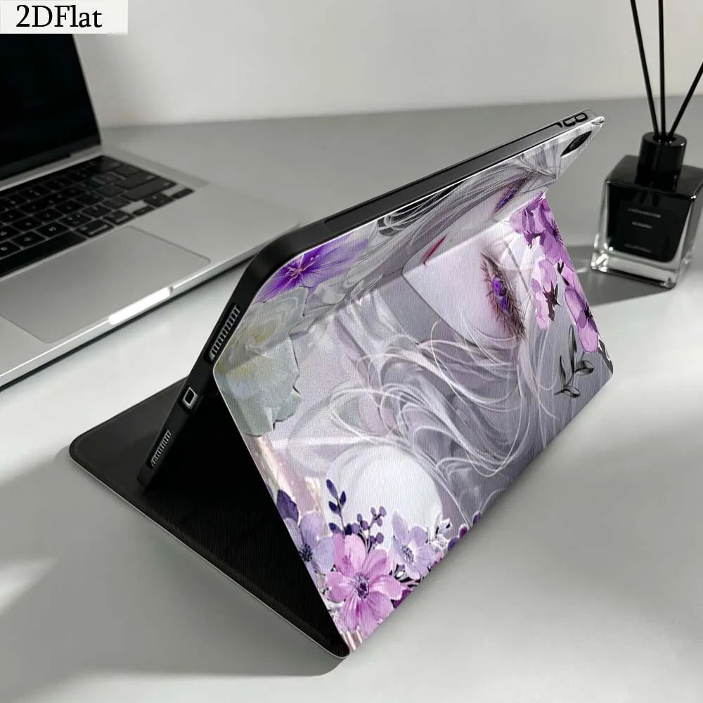 Cartoon Silver Hair Girl For iPad Pro mini Air A16 A14 6 5 4 6th 7 7th 11th 9Gen 13 M5 11 A17 Pro M4 Inch Tablet Case Gift