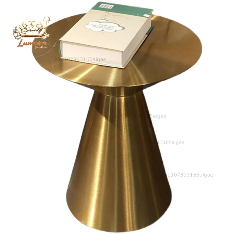 Titanium original color all stainless steel edge table, conical simple living room, hotel lobby, club corner table
