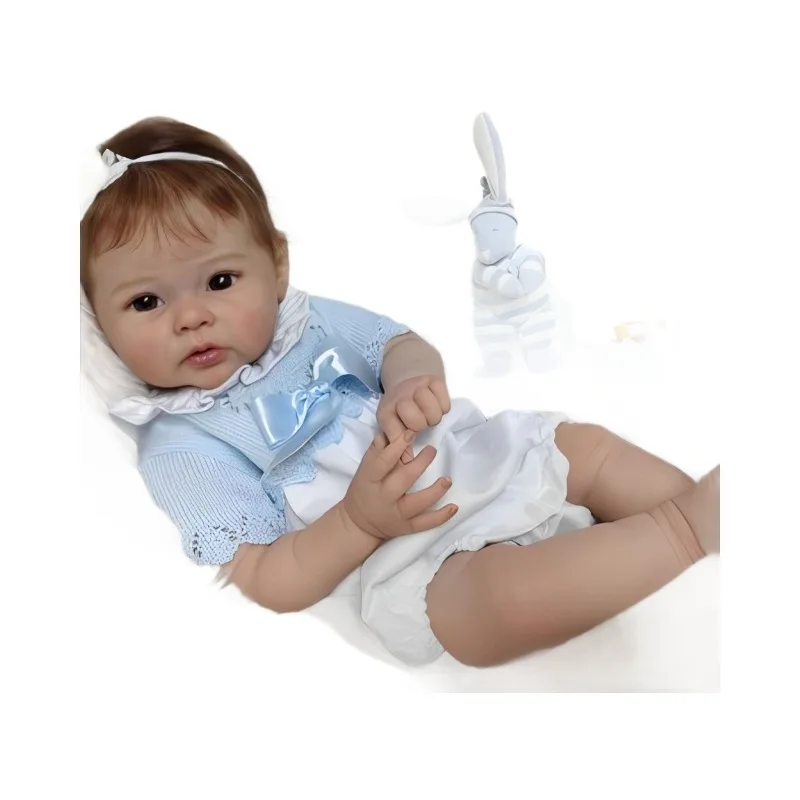 19 Inch Realistic Reborn Baby Doll with Rooted Hair Premium Skin Tone Hand Painted Lifelike Newborn Toy for Kids Gift