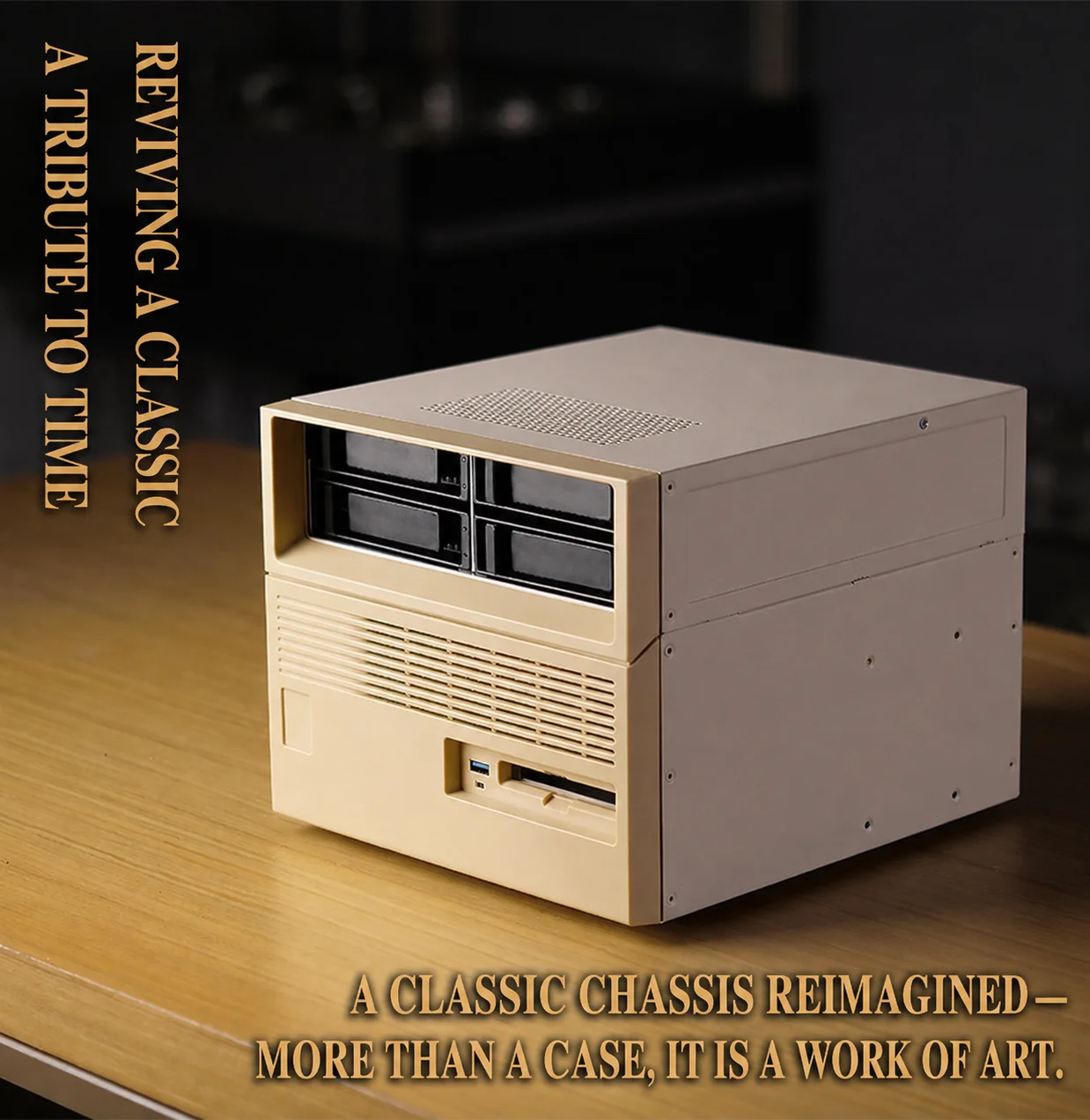 Beverly Retro 4-Bay Hot Swap NAS Case for Mini ITX UATX Motherboard 3.5 Inch HDD FLEX SFX PSU Compact Chassis