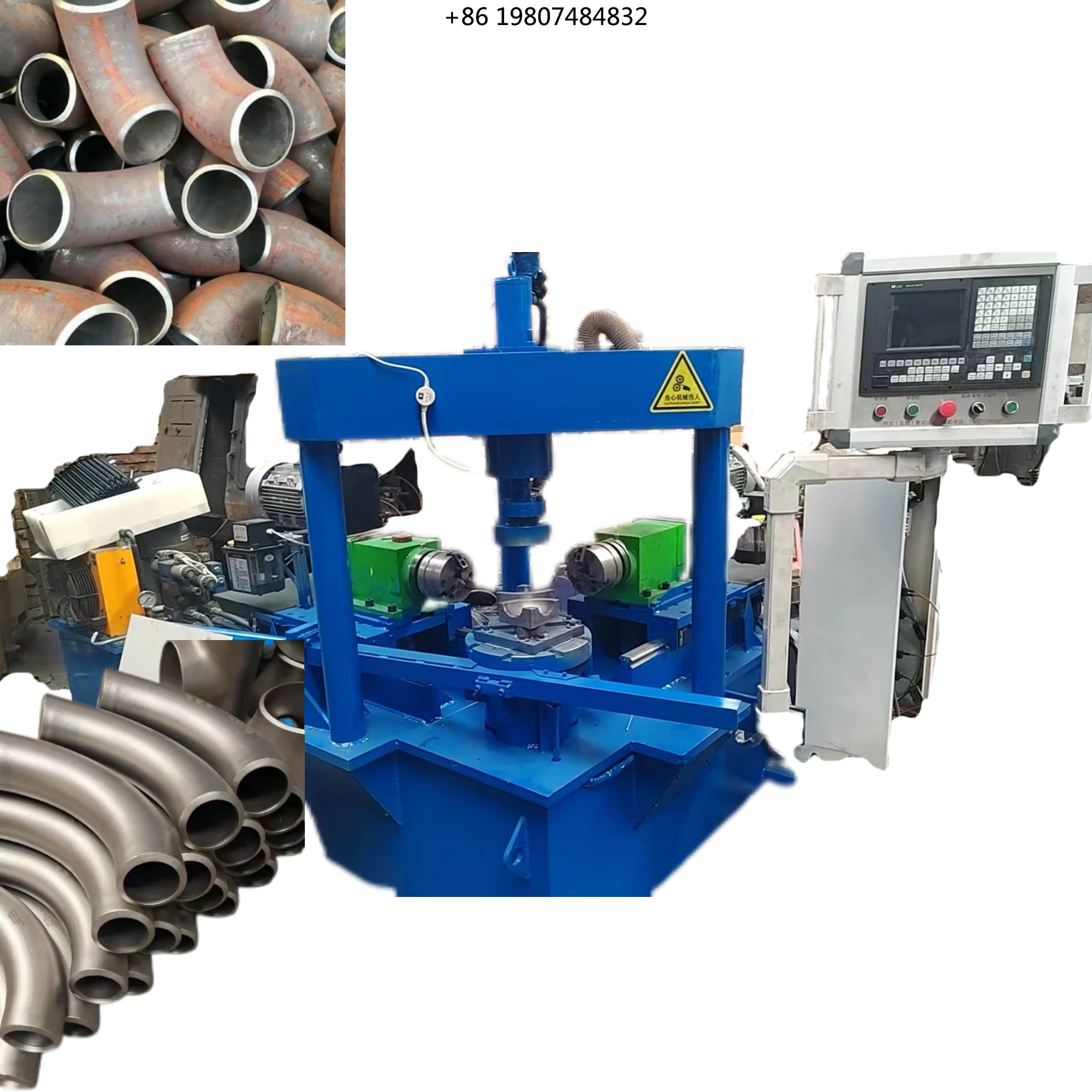 Stainless Steel Pipe with Two Heads PLC Control High-Power Automatic Elbow and Tee Beveling & Chamfering Machine for