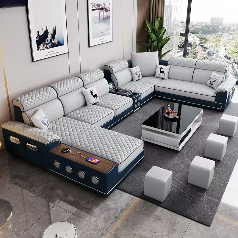 Living room sofa multi-functional leave-in technology cloth latex size apartment fabric sofa corner