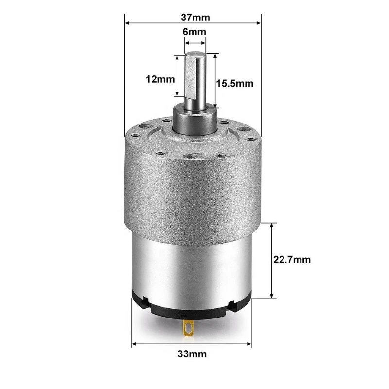 JGB37-520 DC 6V/12V/24V High Torque Gear Motor All Metal Gear Box Electric Motor 7/12/22/35/45/66/107/200/320/600/960RPM