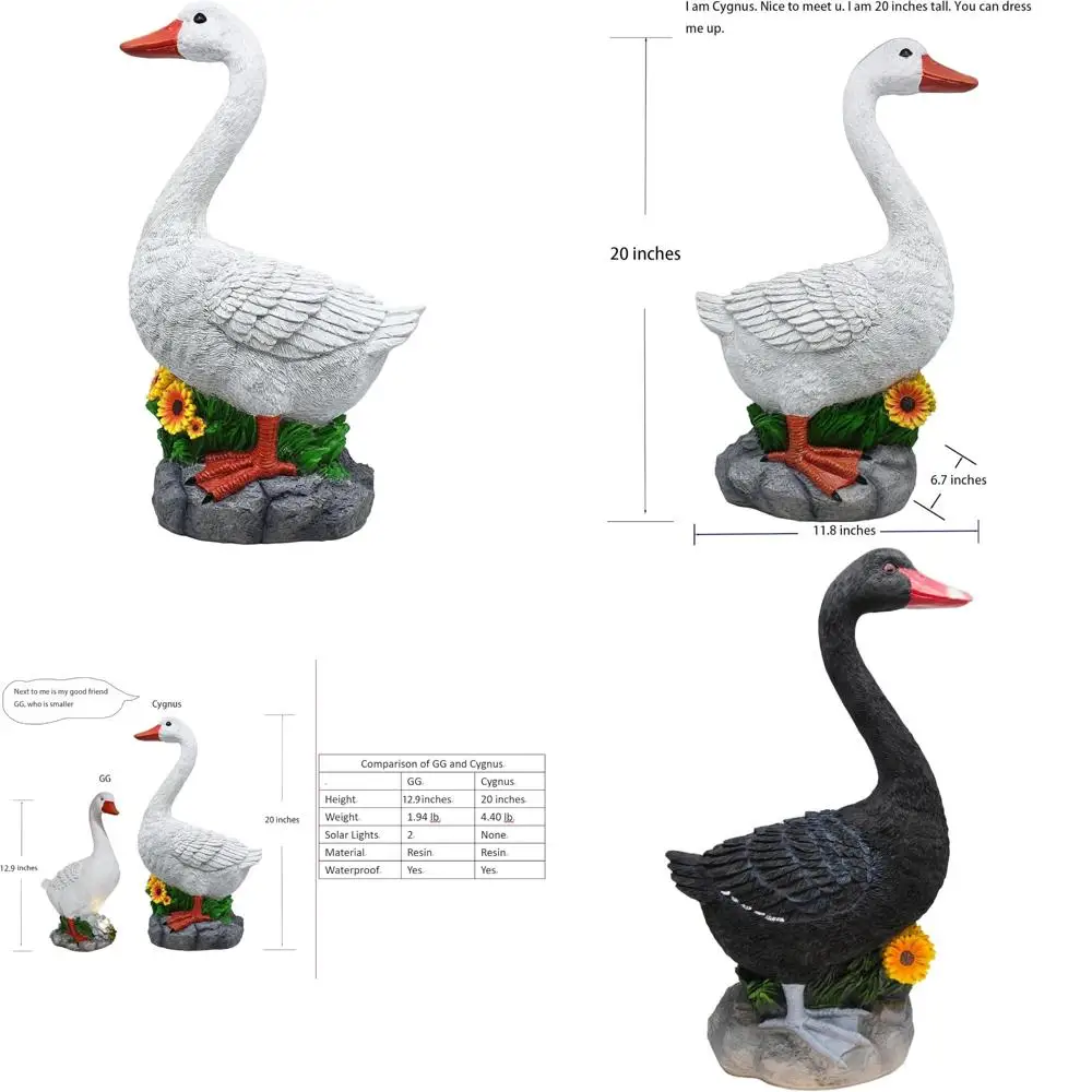

Статуя гуся из смолы для декора сада, лужайки, фигурка высотой 20 дюймов, подходит для внутреннего и наружного использования, идеально подходит для любителей уток