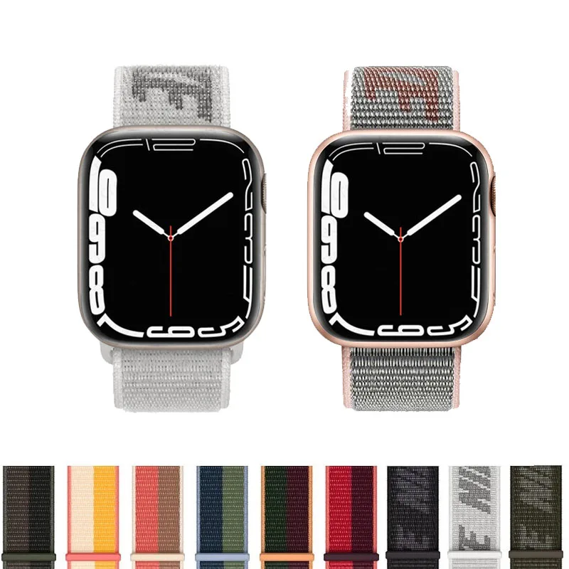 Nylon Loop Strap For Apple watch band 44mm 40mm 49mm 41mm 45mm 42mm 38mm correa nike Bracelet iWatch Series 7 6 3 se 8 9 ultra 2