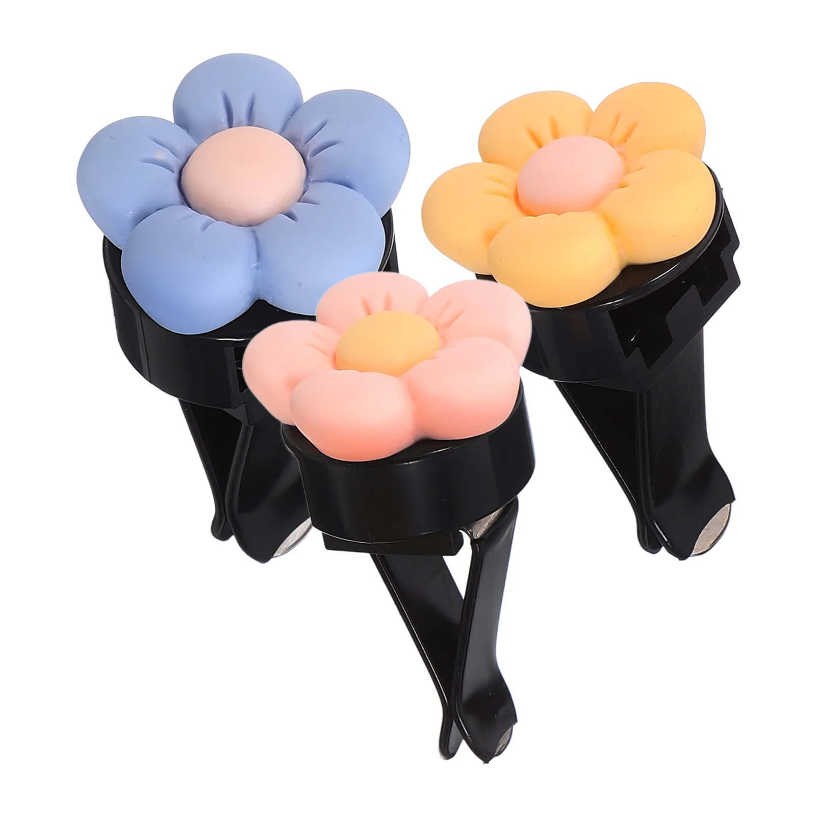 

3PCS Car Vent Clips Aromatherapy Air Freshener Flower Design Dashboard Decor Green ange Purple Car Interior Accessories