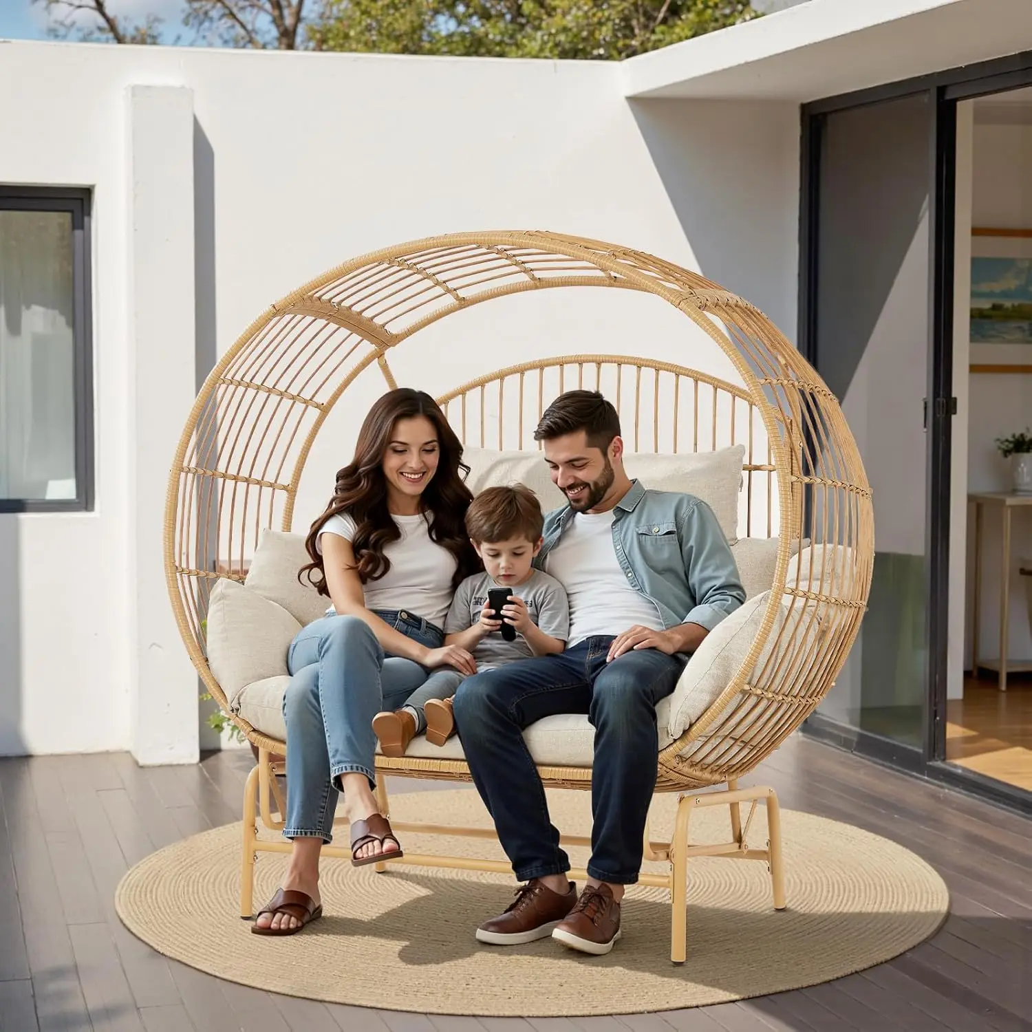 

Кресло-яйцо для улицы/дома, плетеное кресло-диван для патио с подушкой, кресло-качалка для улицы, двора, сада