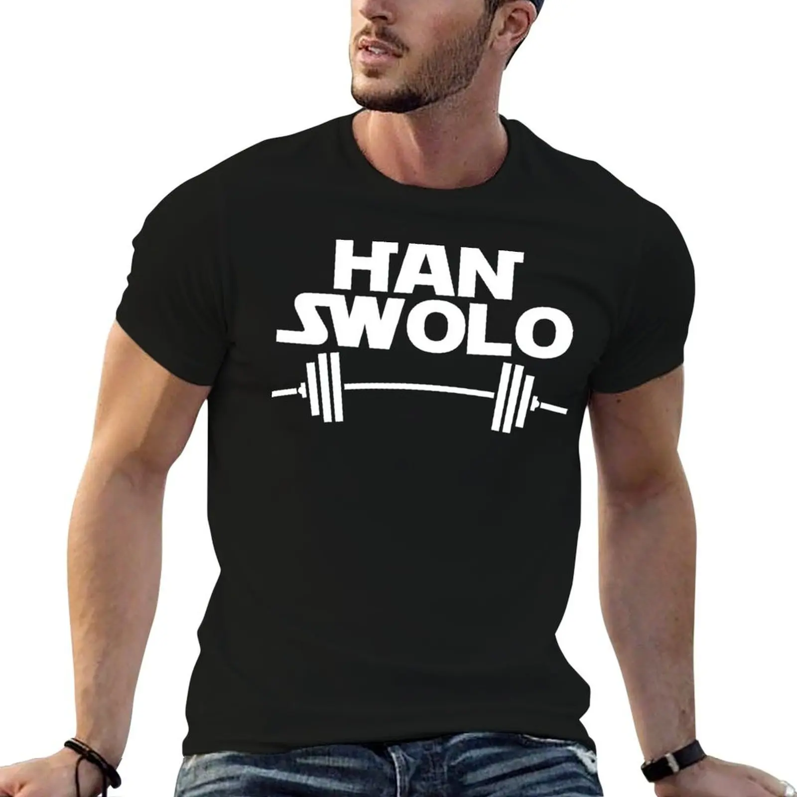 Han Swolo Gym Weightlifting Funny T-Shirt t shirt man plain t shirts for man graphic vintage cotton t shirts man 100% T-shirt