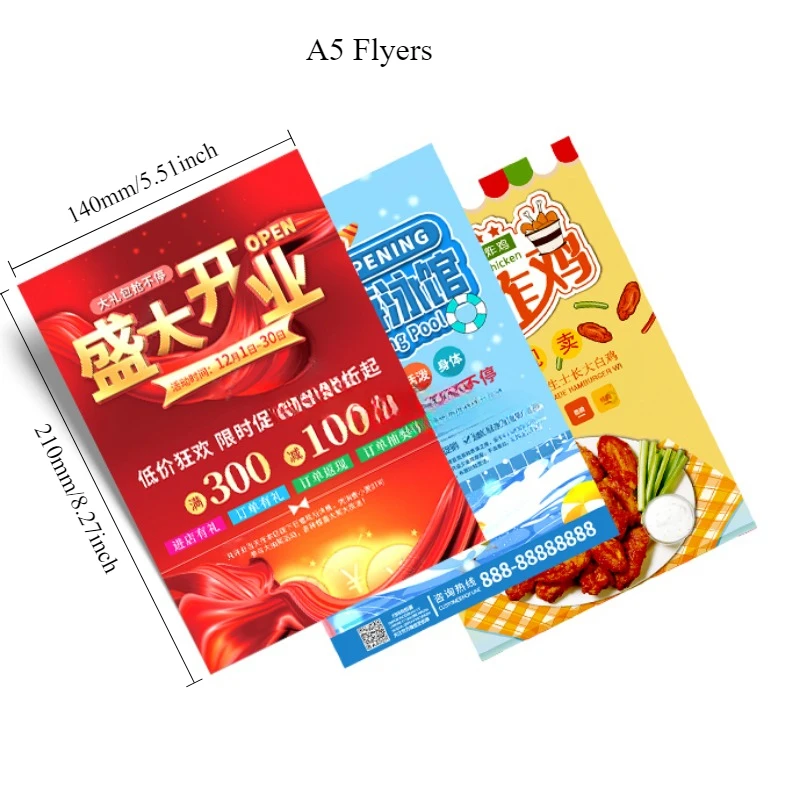 200PCS Customized A5 Flyers Printing Commodity Price List Introduction Advertisement Double-sided Printing Poster 140x210mm