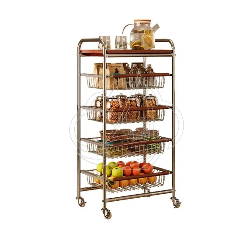 

Cart rack by the sofa Mobile low cabinet Solid wood dining table Multi-storage