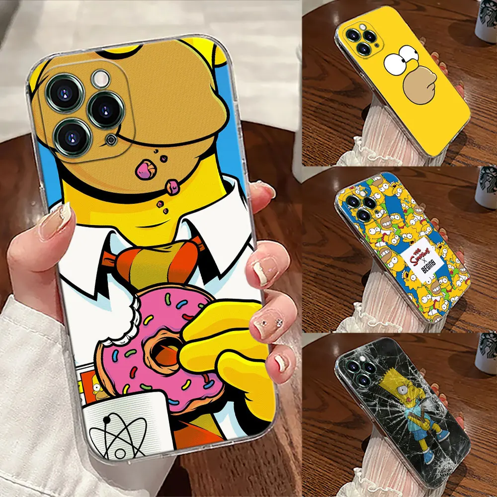 

Cartoon Homer S-Simpson-Family Transparent Phone Case For iPhone 17 Pro Max 17E 11 12 13 14 15 16 Pro Max Plus 17 Air 16E Cover