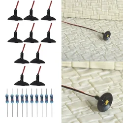 10pc Wall Lamppost Street Light Model Railway Train Lamp Black Led Ceiling Light For OO/HO Scale LED Street Lamp Model Landscape