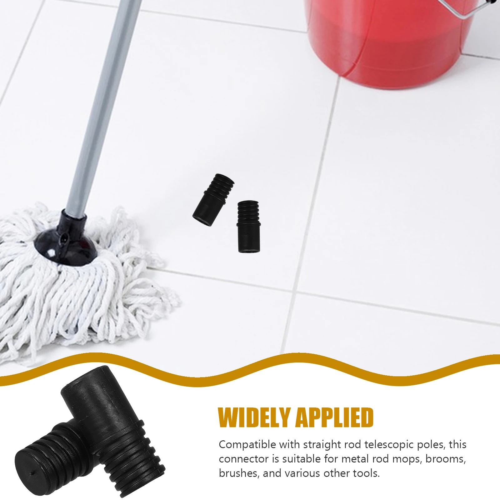 2 Pcs Threaded Head Broom Handle Attachment Extension Pole Adapter Tips Brush Repair