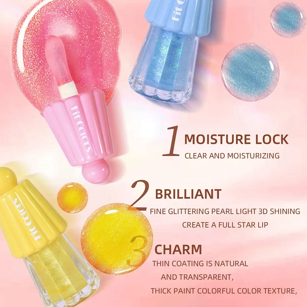 Lucidalabbra idratante a 6 colori e balsamo per labbra Gelatina al gusto di frutta Cura delle labbra con effetto rimpolpante Finitura luccicante nutriente a lunga durata