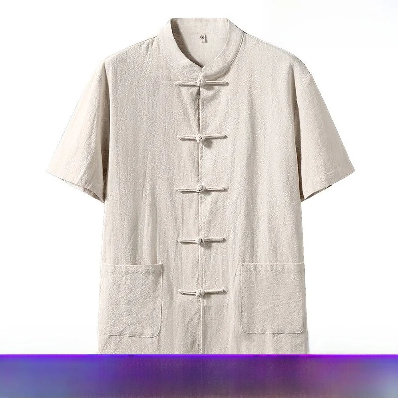 

High-End Chinese Traditional Cotton Linen Tang Suit Top for Acupuncturist Health Recovery Therapist M Chinese Clothing