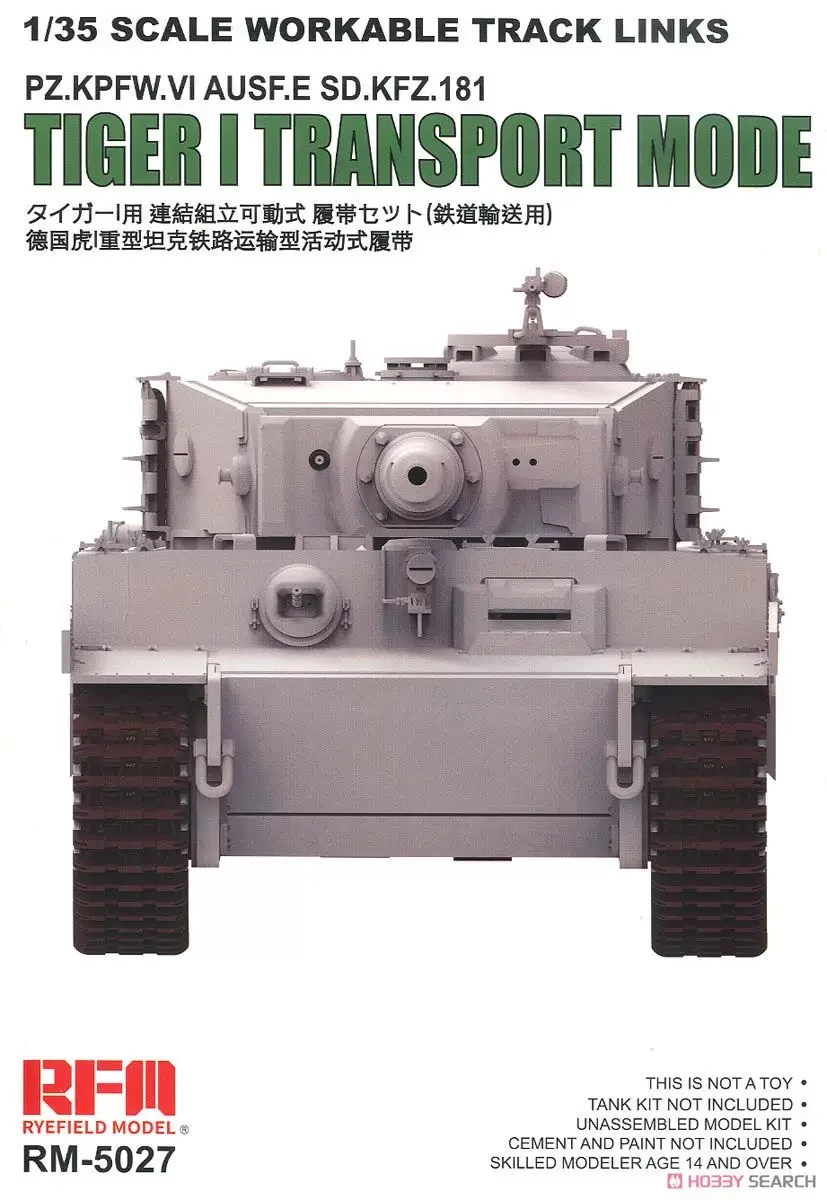 Rye Field 5027 1:35 Scale  Tiger I  Tank Transport workable Track Links Vehicle Hobby Plastic Assembly Model Building Kit