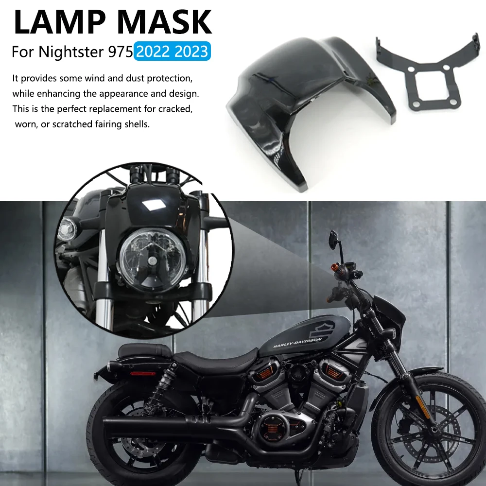 FOR Harley Nightster 975 RH975 RH 975 Special 2022 2023 Motorcycle Gloss Black Front Mask Headlight Fairing Cover