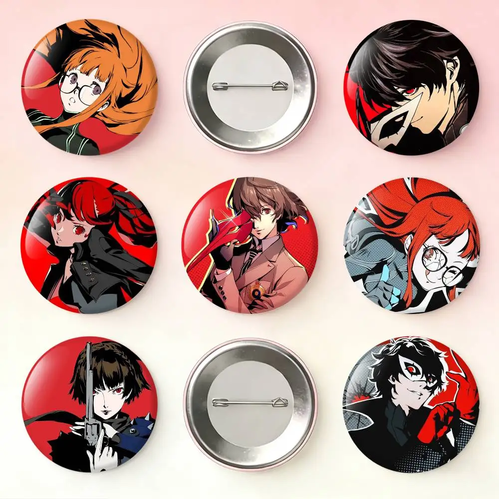 

P-Persona 5 Anime Laser Badge Creative Pins Brooch for Bag Clothes Hat Decor Gifts Fans Collect