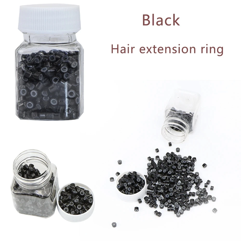 500 Pcs Hair Extensions Ring Silicone Lined Micro Rings Links Beads 5mm Lined Beads for Hair Extensions Tool