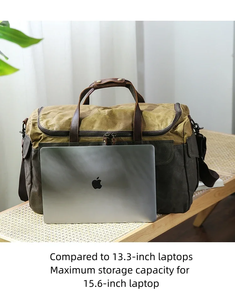 WaterProof Wax Canvas Leather Men's Travel Bag Totes Luggage Bag Vintage Carry On Large Male Duffle Big Overnight Weekend Bag