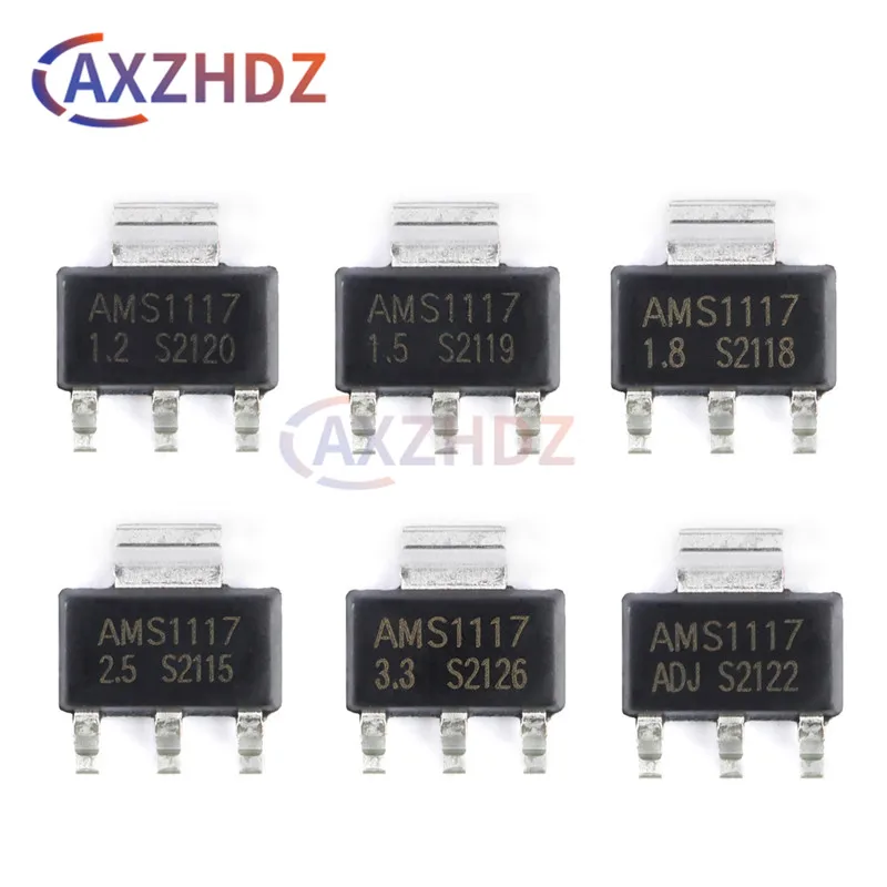 

20PCS AMS1117-3.3 AMS1117-5.0 AMS1117-ADJ 1.2V 1.5V 1.8V 2.5V 3.3V 5V SOT-223 AMS1117 Series 1A Low Dropout Voltage Regulator