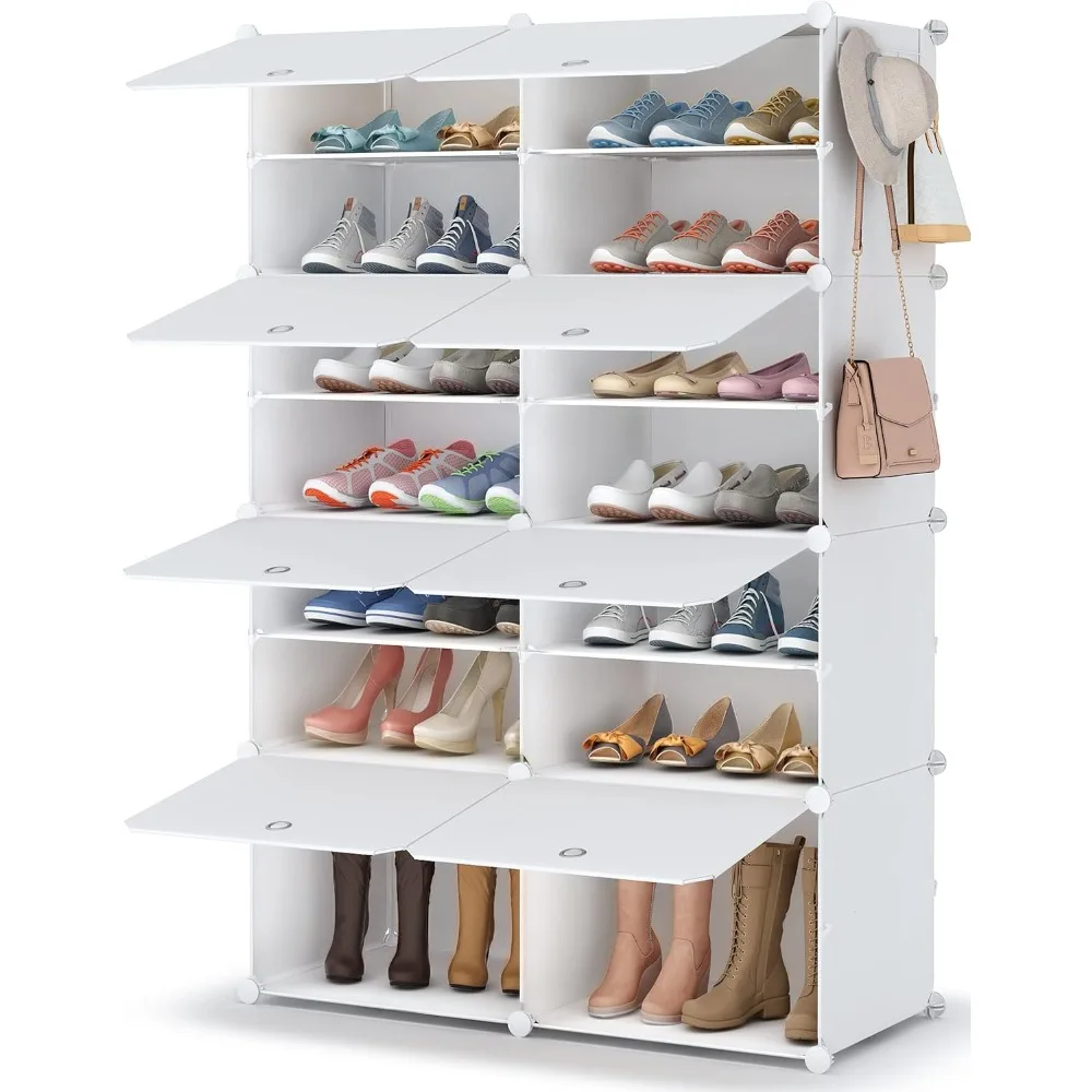 Zapatero, 7 niveles mueble zapatero blanco para 28 pares, zapateros armario para dormitorio sala de estar