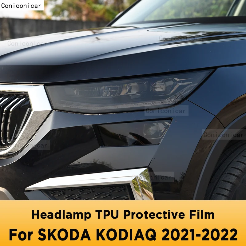 

Для SKODA KODIAQ 2021 2022, внешняя фара автомобиля, защита от царапин, передняя лампа, ТИНТ, крышка, фотоаксессуары, наклейка