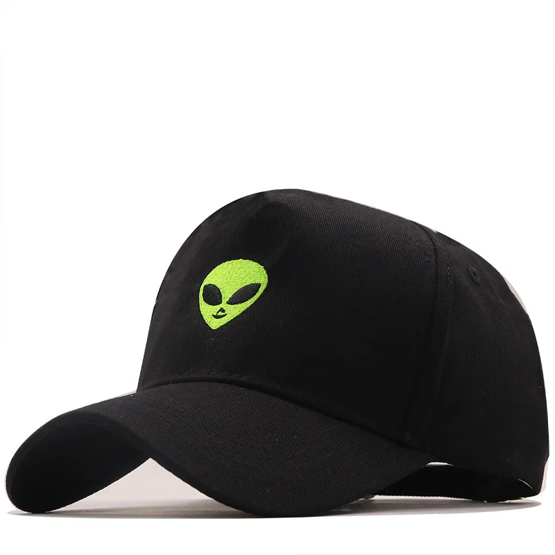 New Green Alien Embroidered Baseball Hat for Men and Women Outdoor Leisure Sunshade Duck Tongue Hat Trendy