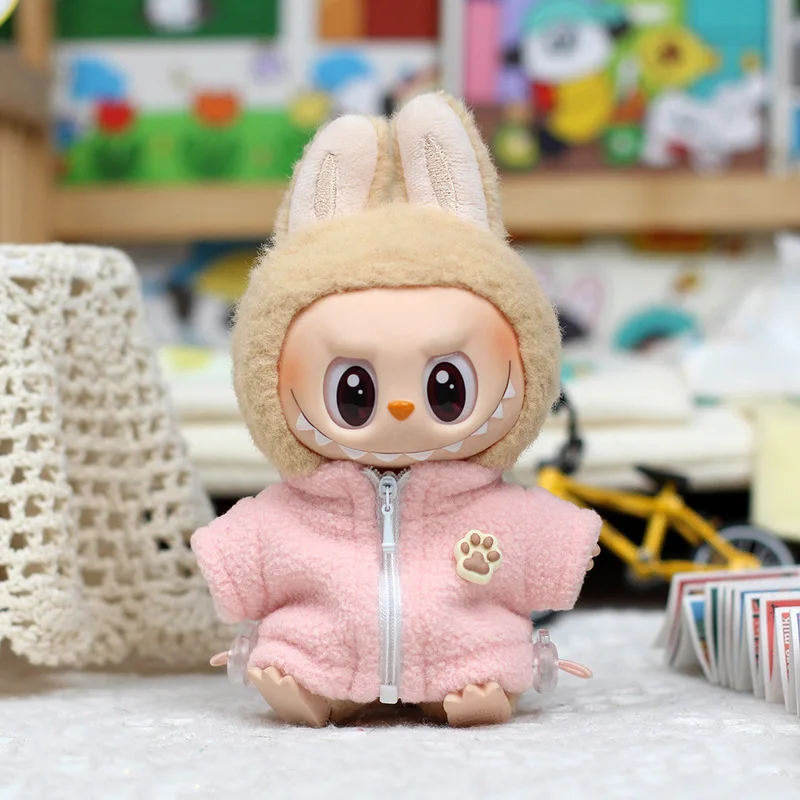 Adecuado para ropa de muñeca Labubu V1 V2 V3 de 17cm, abrigo cálido de invierno y ropa, accesorios Labubu, regalos festivos, sin muñeca