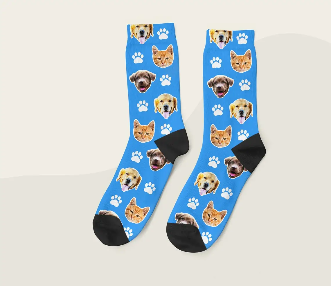 Fashion Custom Dog Socks Custom Cat Socks Personalized Pet Photo Cute Dog Face Dog Lover Gift Funny Animal Socks Mom Gift